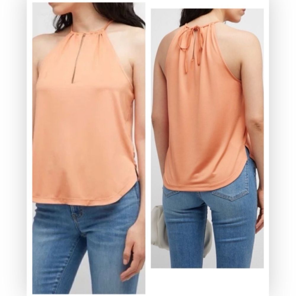 Veronica Beard NWT Kusumi Orange Keyhole Cutout Halter Neck Top Size M NWT $398